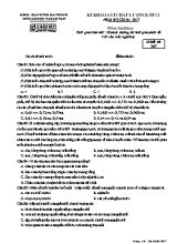 Đề thi khảo sát chất lượng môn Sinh học Lớp 12 - Mã đề 067 - Sở GD & ĐT Hải Phòng